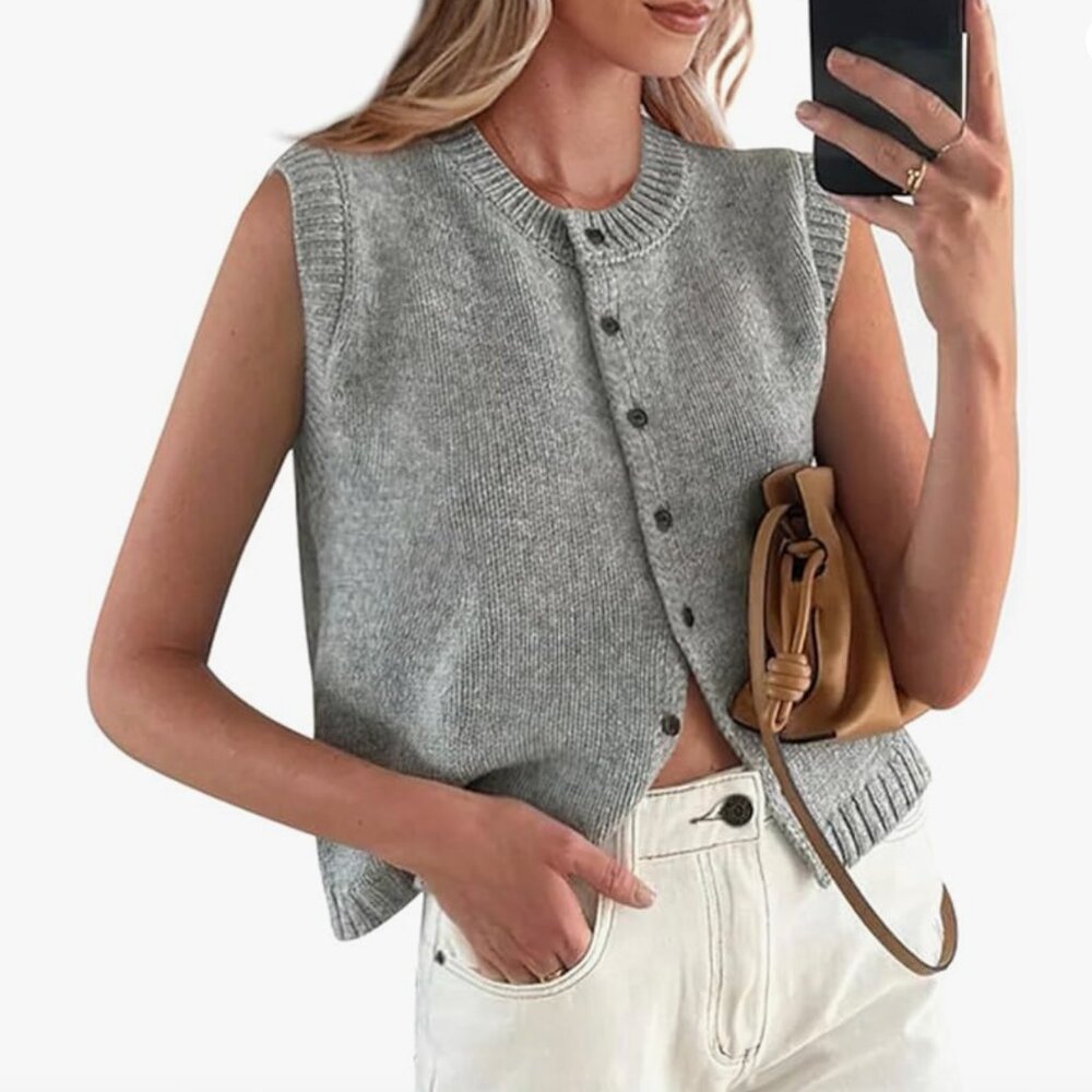 PRETTYGARDEN Sweater Vest Tops for Women 2026 Lightweight Summer Cardigan Sleeve